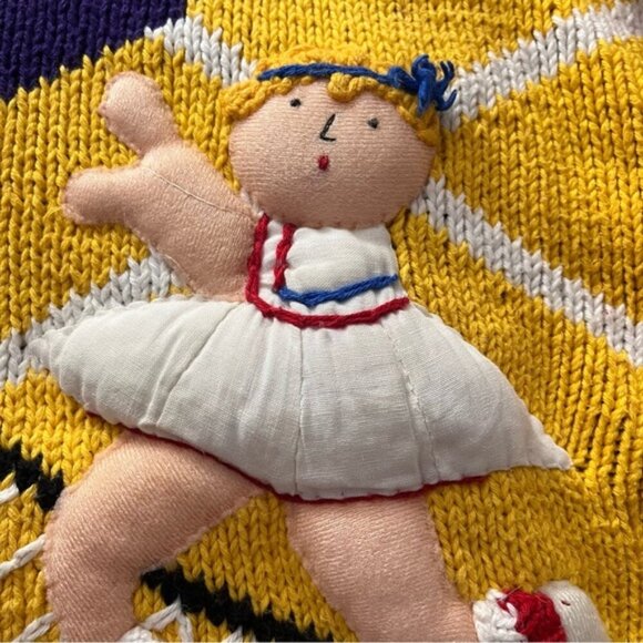 RARE Vtg 80s 3D Tennis Novelty Knit Sweater Handmade M - Picture 6 of 11